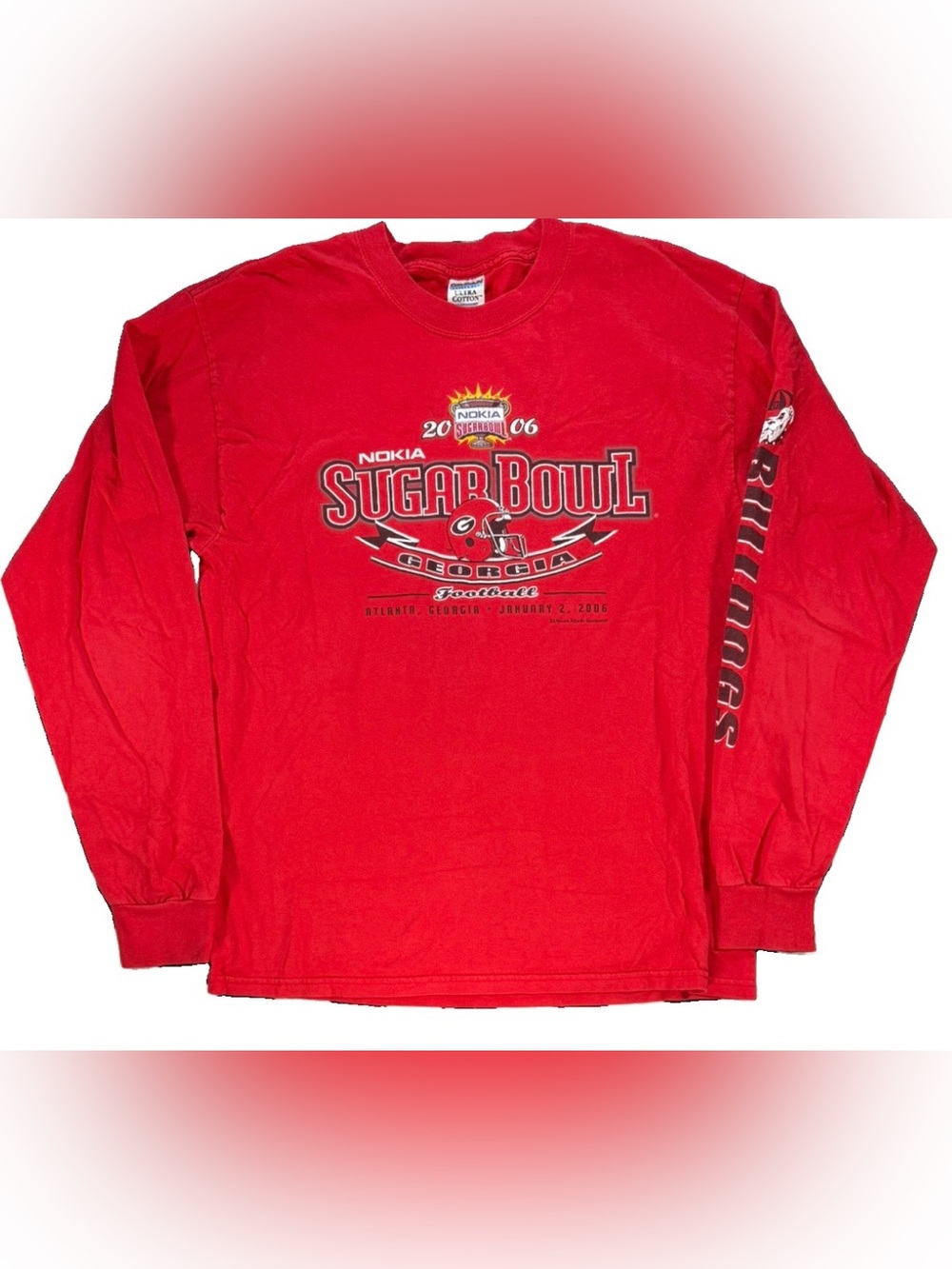 Vintage 2006 Nokia Sugar Bowl Georgia Bulldogs Long Sleeve T Shirt Men's Large